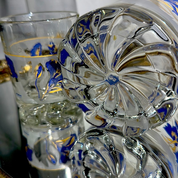 Vintage Devalbor Cerve Italy Frosted Glass Ice Bucket & Drink Glass Set of 2 - Picture 10 of 12